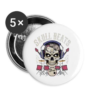 SKULL BEATS - Buttons small 1''/25 mm (5-pack) - white - Front