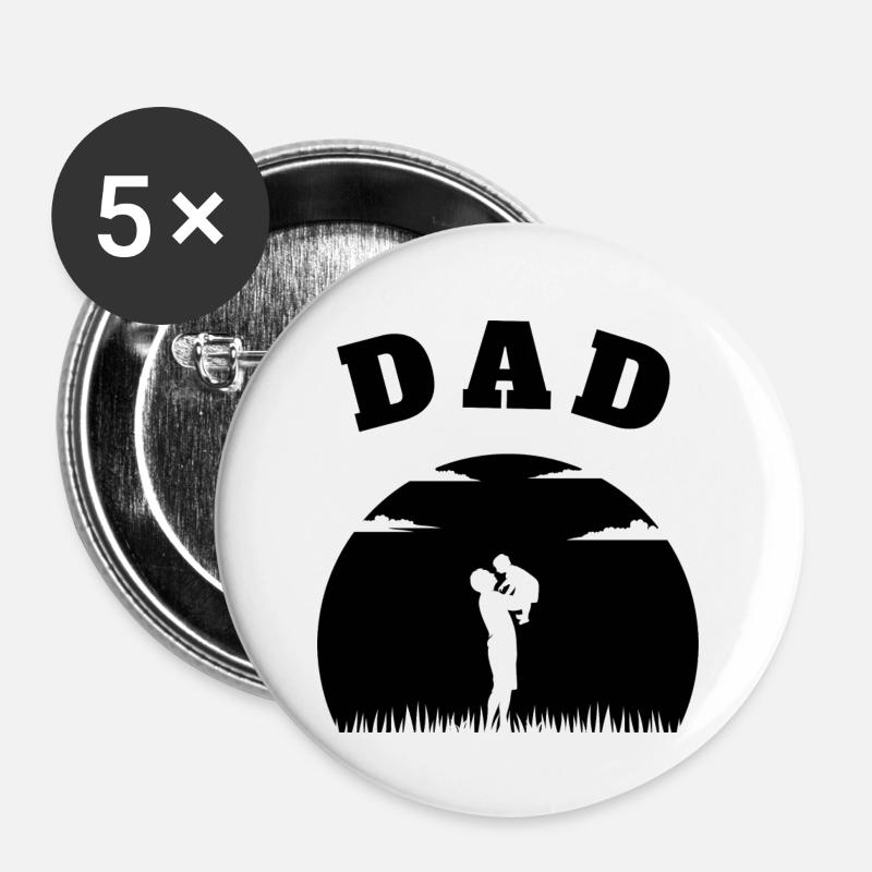 Papa Petit Fils Noir - Lot de 5 petits badges (25 mm) - blanc