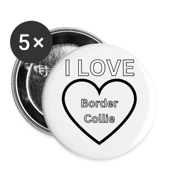 I Love Border Collie Fan Chien propriétaire Chien - Lot de 5 petits badges (25 mm) - blanc - Devant