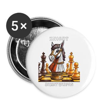 CHESS KNIGHT SECRET WEAPON - Buttons small 1''/25 mm (5-pack) - white - Front