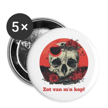 Crazy about me!" - a Flemish T-shirt - Buttons small 1''/25 mm (5-pack) - white - Front