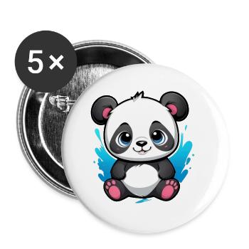 Panda Ours - Lot de 5 petits badges (25 mm) - blanc - Devant