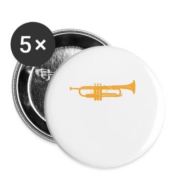 Sons de musique de trompette - Lot de 5 petits badges (25 mm) - blanc - Devant