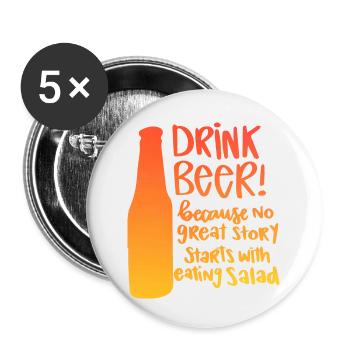 Drink Beer - Buttons klein 25 mm (5er Pack) - Weiß - Vorne