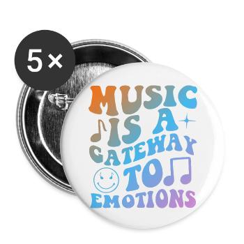 Music Is A Gateway To Emotions - Buttons klein 25 mm (5er Pack) - Weiß - Vorne
