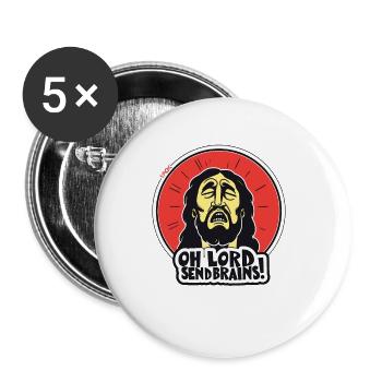 Jesus Christ, God, throw brains from heaven - Buttons small 1''/25 mm (5-pack) - white - Front