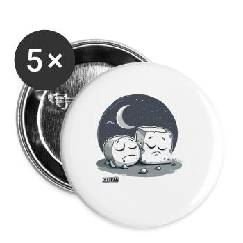Cute Sleepy Tofu and the Moon - Buttons small 1''/25 mm (5-pack) - white - Front