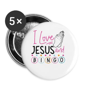 Bingo Player Jesus Faith Christian - Buttons small 1''/25 mm (5-pack) - white - Front