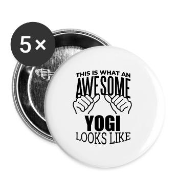 Yoga Yoga Yoga - Buttons klein 25 mm (5er Pack) - Weiß - Vorne