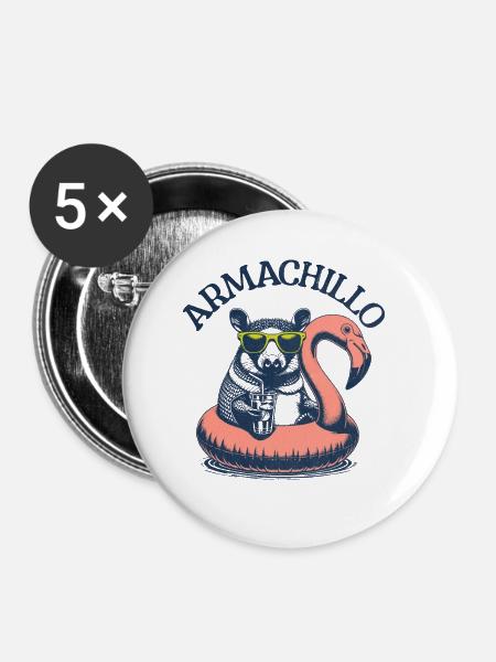 Armachillo im Pool - Buttons klein 25 mm (5er Pack) - Weiß