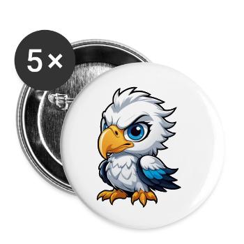 Cheeky Eagle Chick - Buttons small 1''/25 mm (5-pack) - white - Front