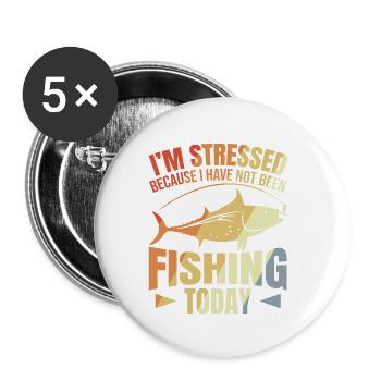 Dicton de motivation de pêche - Lot de 5 petits badges (25 mm) - blanc - Devant