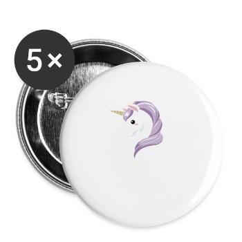 Regenbogen Einhorn Kopf Niedlich Rosa Magisches Einhorn - Buttons klein 25 mm (5er Pack) - Weiß - Vorne