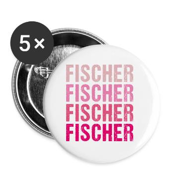 Fischer Retro Rosa Nachname Geschenkidee - Buttons klein 25 mm (5er Pack) - Weiß - Vorne