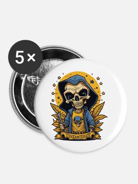 Tod in der Nachbarschaft - Buttons klein 25 mm (5er Pack) - Weiß