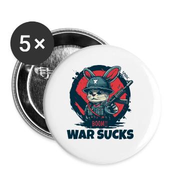Avertissement du soldat lapin, la guerre est de la merde - Lot de 5 petits badges (25 mm) - blanc - Devant