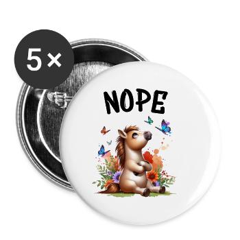 Cheval Drôle Dicton Non pour les amoureux des chevaux - Lot de 5 petits badges (25 mm) - blanc - Devant