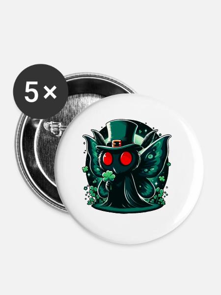 Irish Leprechaun Mothman - Buttons klein 25 mm (5er Pack) - Weiß