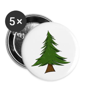 Fir | Christmas Tree | Pine Tree - Buttons small 1''/25 mm (5-pack) - white - Front