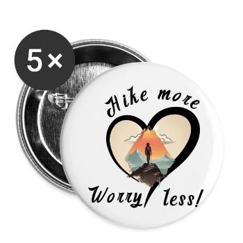 Randonnez plus, ne vous inquiétez pas ! - Lot de 5 petits badges (25 mm) - blanc - Devant