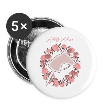 STECKENPFERD - zart, romantisch, rosa - Buttons klein 25 mm (5er Pack) - Weiß - Vorne