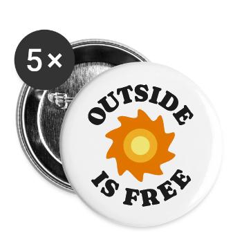 Outside is free 2 - Lot de 5 petits badges (25 mm) - blanc - Devant