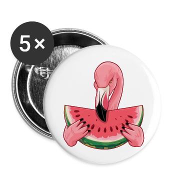 Délice de pastèque d’été Flamingo - Lot de 5 petits badges (25 mm) - blanc - Devant