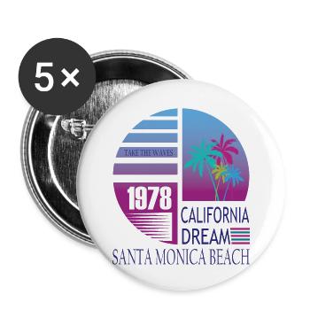 California Dream 1978 Santa Monica Beach - Buttons klein 25 mm (5er Pack) - Weiß - Vorne