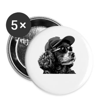Poodle with Sunglasses - Buttons klein 25 mm (5er Pack) - Weiß - Vorne