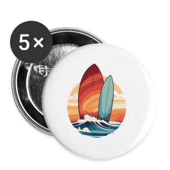 Surfbrett - Buttons klein 25 mm (5er Pack) - Weiß - Vorne