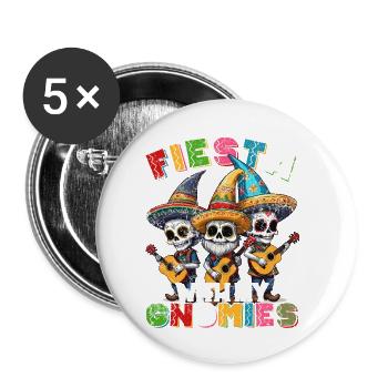 Gnome Zwergen Lustiger Fiesta Mexikanischer - Buttons klein 25 mm (5er Pack) - Weiß - Vorne