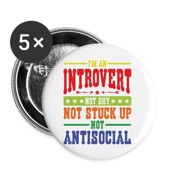 I'm an introvert, not shy, not antisocial - Buttons small 1''/25 mm (5-pack) - white - Front