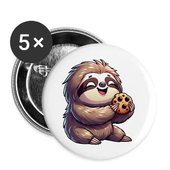 Paresseux Délice de biscuit mignon - Lot de 5 petits badges (25 mm) - blanc - Devant