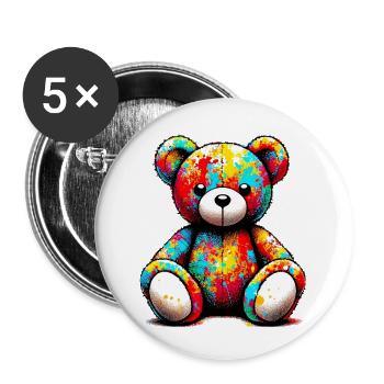 Orso orsacchiotto Teddy Bear - Buttons small 1''/25 mm (5-pack) - white - Front
