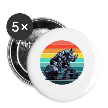 Entraînement de gymnastique Strong Rhino Powerlifter Deadlift - Lot de 5 petits badges (25 mm) - blanc - Devant