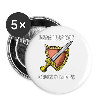 SCHWERT RENAISSANCE LORDS & LADIES - Buttons klein 25 mm (5er Pack) - Weiß - Vorne