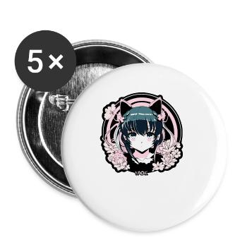 Super Cute Anime Girl Idol Emblem - Buttons small 1''/25 mm (5-pack) - white - Front