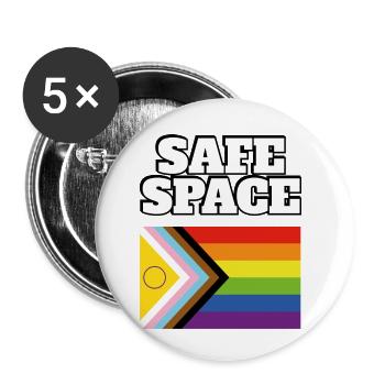 LGBTQ Safe Space inklusive Pride-Flagge - Buttons klein 25 mm (5er Pack) - Weiß - Vorne