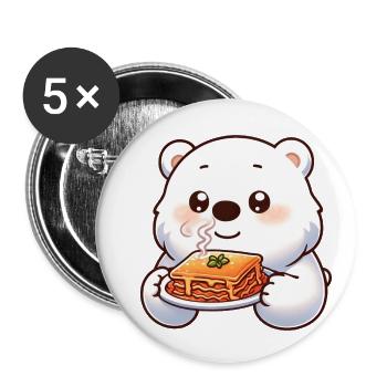 L’ours polaire apprécie les lasagnes italiennes - Lot de 5 petits badges (25 mm) - blanc - Devant