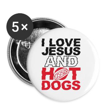 Hot Dog Adult Jesus Faith - Buttons klein 25 mm (5er Pack) - Weiß - Vorne