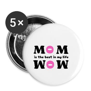mom is the best in my life - Lot de 5 petits badges (25 mm) - blanc - Devant