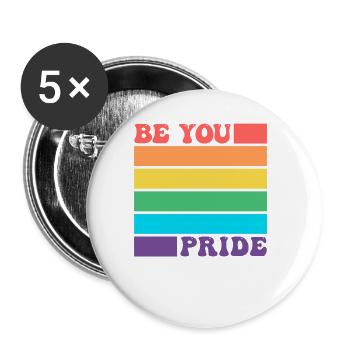 Sei du LGBTQ Schwul Lesbisch Pride Verbündeter Regenbogenflagge - Buttons klein 25 mm (5er Pack) - Weiß - Vorne