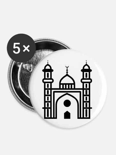 Moschee - Buttons klein 25 mm (5er Pack) - Weiß