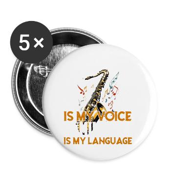 Joueur de saxophone de conception de saxophone drôle disant - Lot de 5 petits badges (25 mm) - blanc - Devant