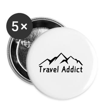 Accro au voyage - Lot de 5 petits badges (25 mm) - blanc - Devant