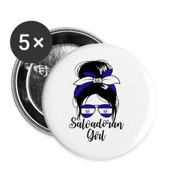 Salvadorianisches Mädchen Messy Bun Damen El Salva - Buttons klein 25 mm (5er Pack) - Weiß - Vorne