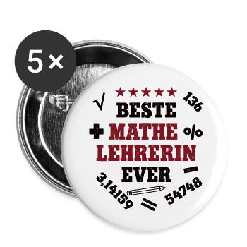 Beste Mathelehrerin Mathematikerin Mathe Lehrerin - Buttons klein 25 mm (5er Pack) - Weiß - Vorne