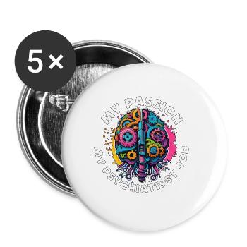 Psychiatrist My Passion My Psychiatrist Psychology - Buttons small 1''/25 mm (5-pack) - white - Front