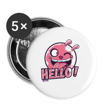 Vilain petit monstre, bonjour - Lot de 5 petits badges (25 mm) - blanc - Devant