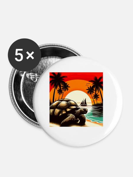 Galapagos Tortoise - Buttons klein 25 mm (5er Pack) - Weiß